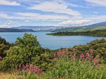 Scenic view of lake against sky