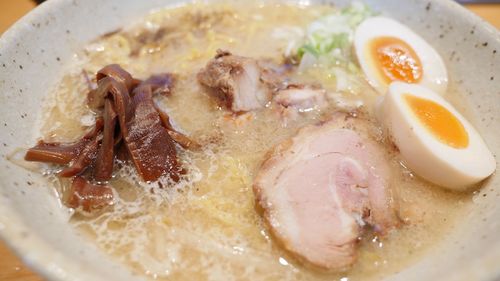 High angle view of breakfast served in bowl