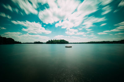 Scenic view of sea against cloudy sky