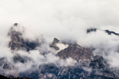 Scenic view of mountains against sky during winter