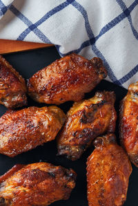 High angle view of roasted meat