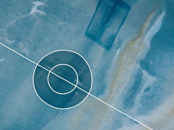 High angle view of basketball court