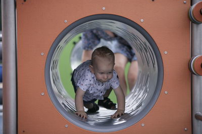 Boy playing in playground