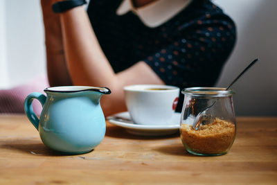 Close-up of coffee cup on table