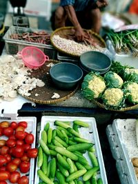 High angle view of food on table