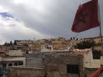 Moroccan townscape with flag