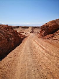 Scenic view of desert against clear sky