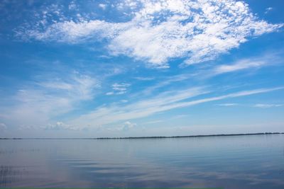 Scenic view of sea against cloudy sky