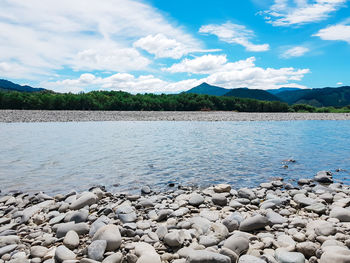 Scenic view of lake against sky