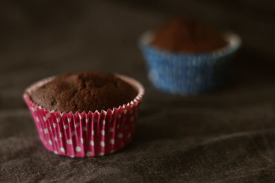 Close-up of cupcakes on table