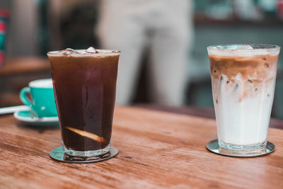 Close-up of coffee served on table