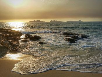 Scenic view of sea at sunset