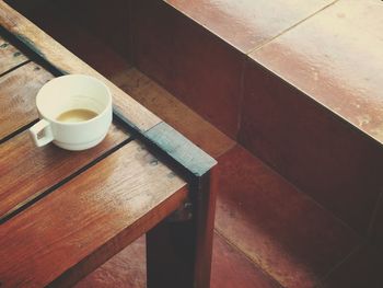 High angle view of coffee on table