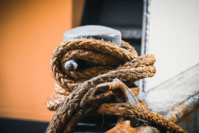 Close-up of rope tied up