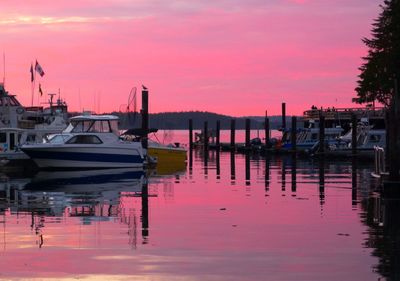 Scenic view of calm sea at sunset