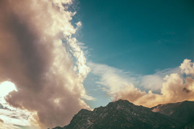 Low angle view of mountains against sky