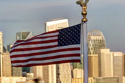 Low angle view of american flag