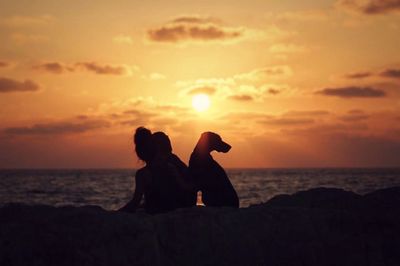 Scenic view of sea at sunset