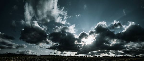 Panoramic view of storm clouds over land