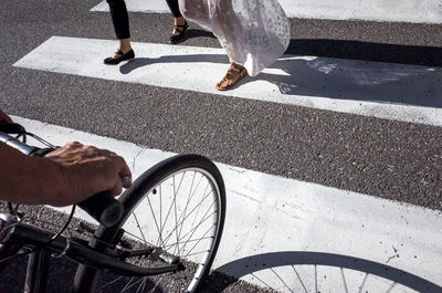 People walking on zebra crossing