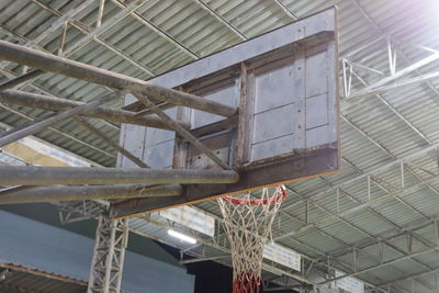 Low angle view of ceiling of abandoned building