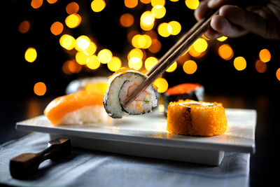 Close-up of hand holding food
