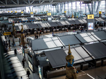 High angle view of people at airport