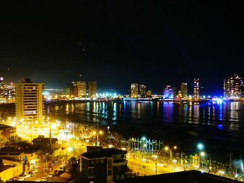 Illuminated city at night