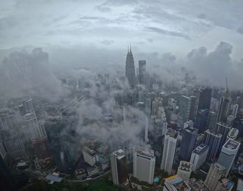 High angle view of cityscape against sky