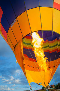 Low angle view of hot air balloon against sky