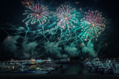 Firework display at night