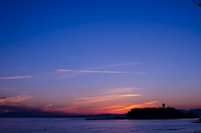 Scenic view of sea against sky at sunset