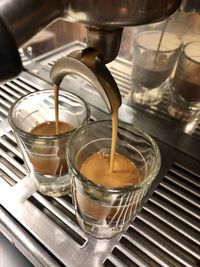 Espresso  pulled into shot glasses 