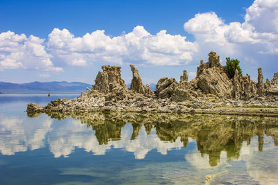 Reflection of mountain in water