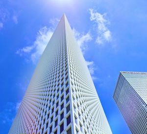 Low angle view of modern buildings against sky