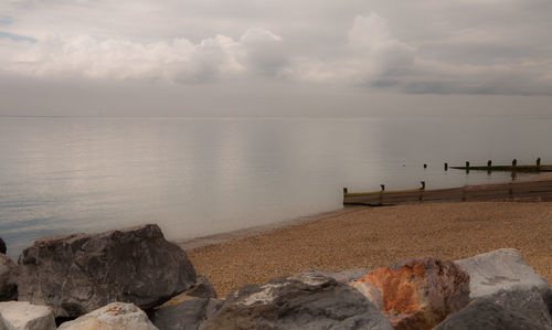 Scenic view of sea against cloudy sky