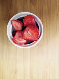 High angle view of strawberries