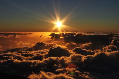 Beautiful sunsett seen from top of mt. haleakala on maui, hawaii