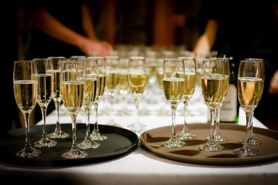 Close-up of wineglass on table