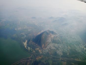 Aerial view of mountain range