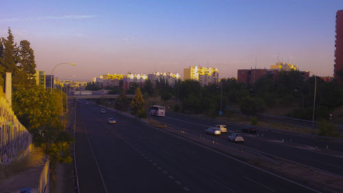 High angle view of road at night