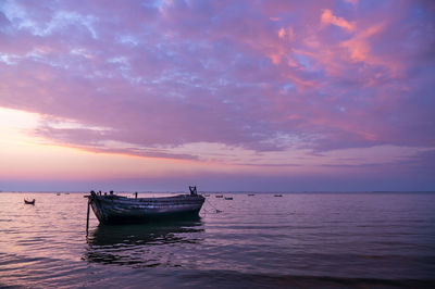 Old fisherman boats at twilight
