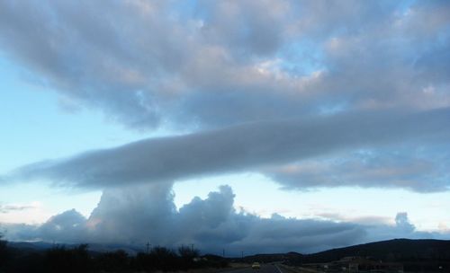 Scenic view of landscape against dramatic sky