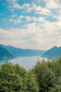 Natural landscape with green mountain peaks in summer