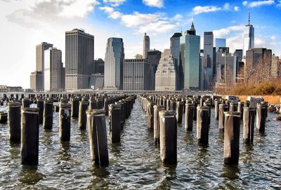 View of skyscrapers in city