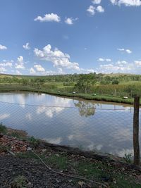 Scenic view of lake against sky