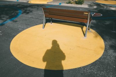 High angle view of shadow on man