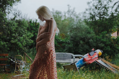 Young woman walking at park