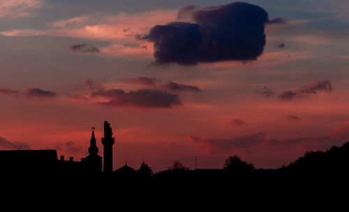 Low angle view of silhouette trees against sky during sunset