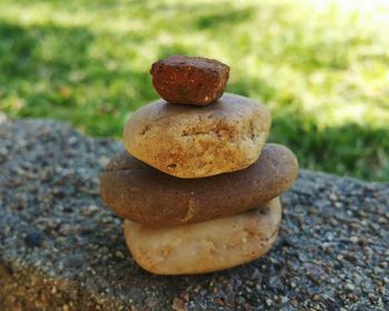 Close-up of stack of stones